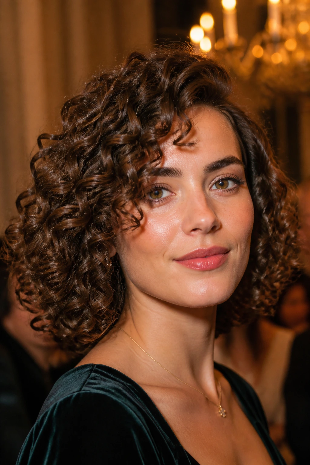 Close-up of a person with a polished event curl set