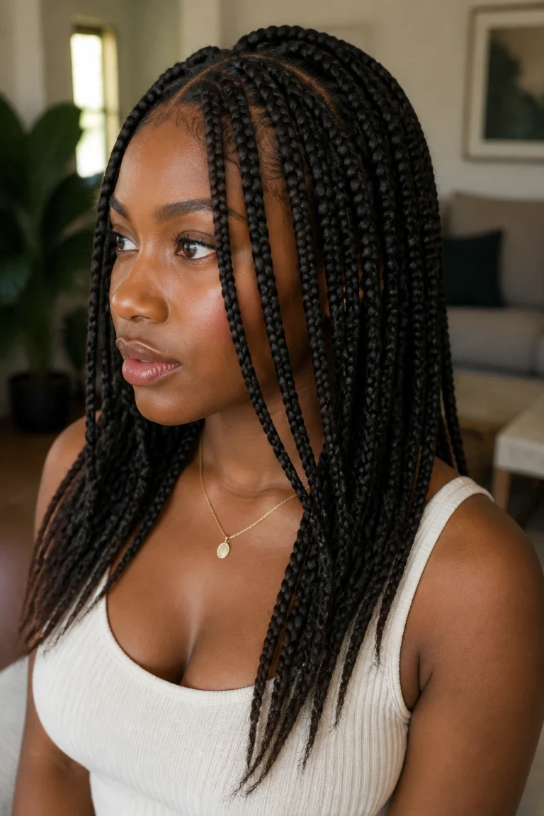 25 Jumbo Box Braids for Black Hair with Face-Framing Layers