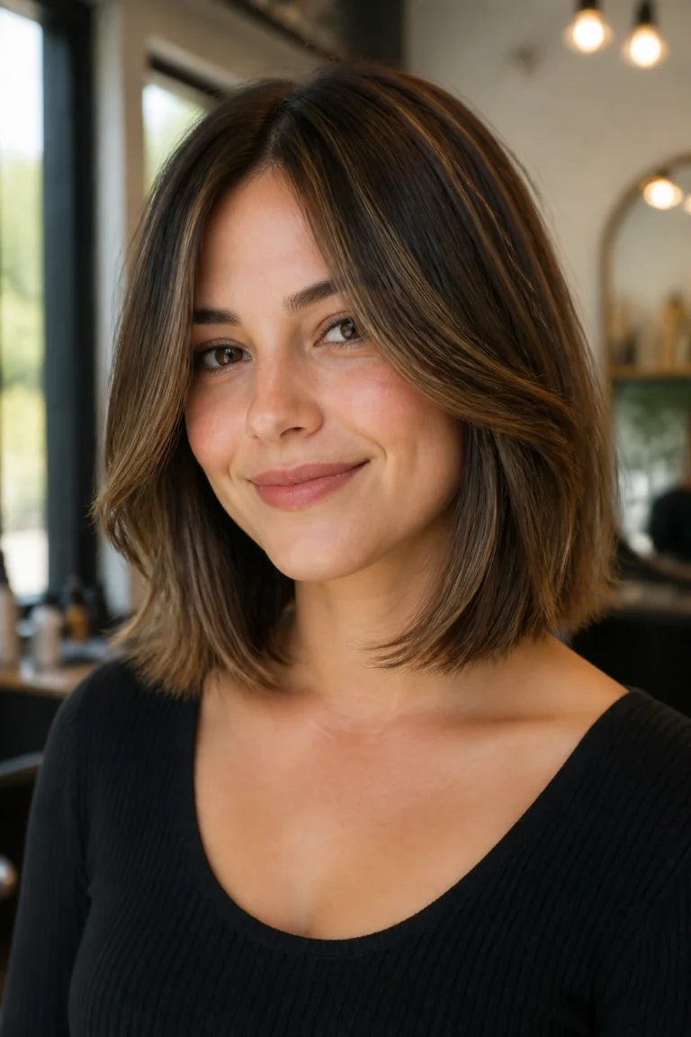 25 Cute Hairstyles for Round Faces with Face-Framing Layers