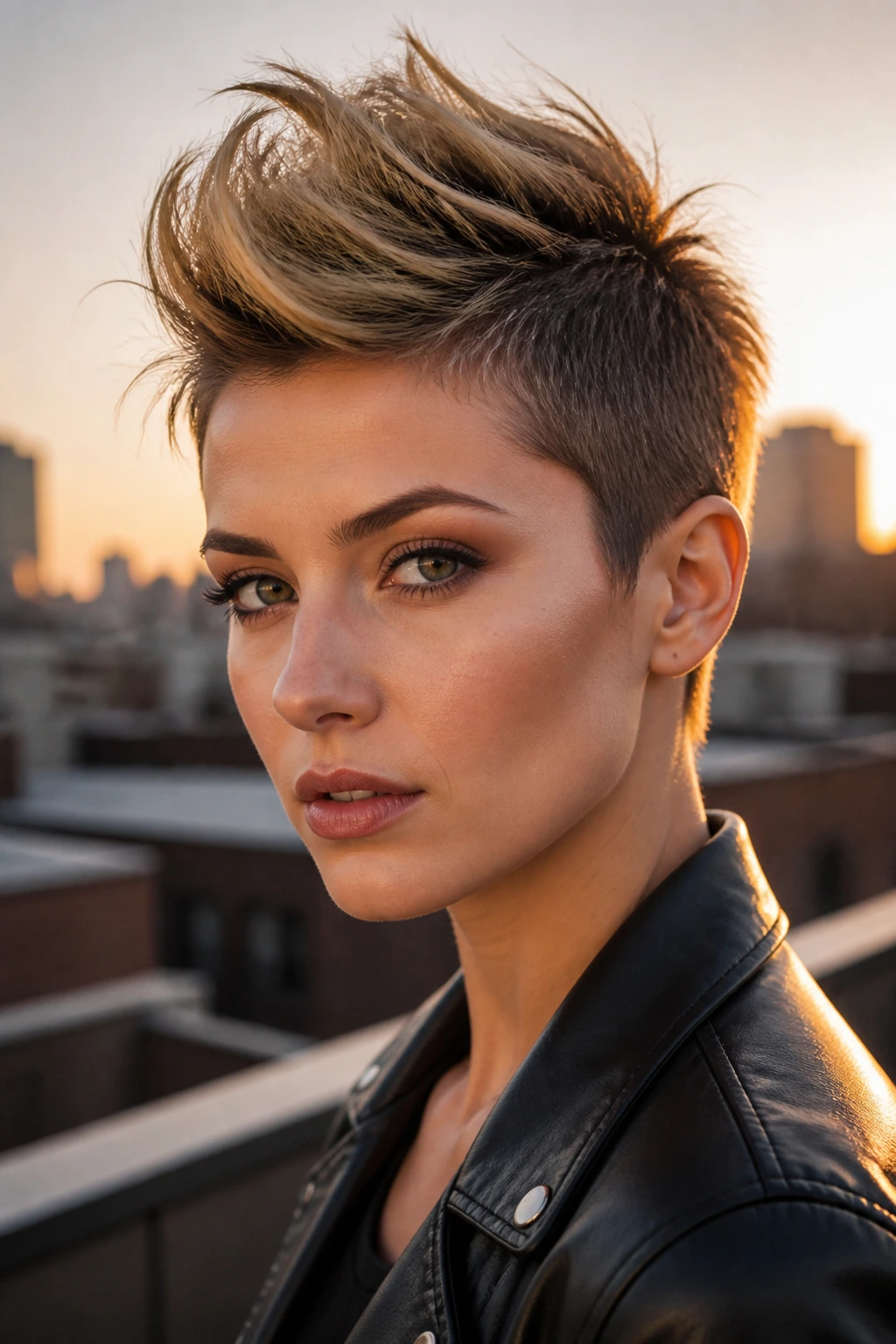 Faux hawk pixie hairstyle on a real person