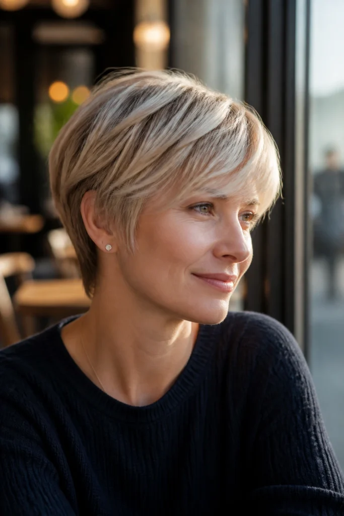 25 Shine Hairstyles for Short Hair with Side-Swept Bangs