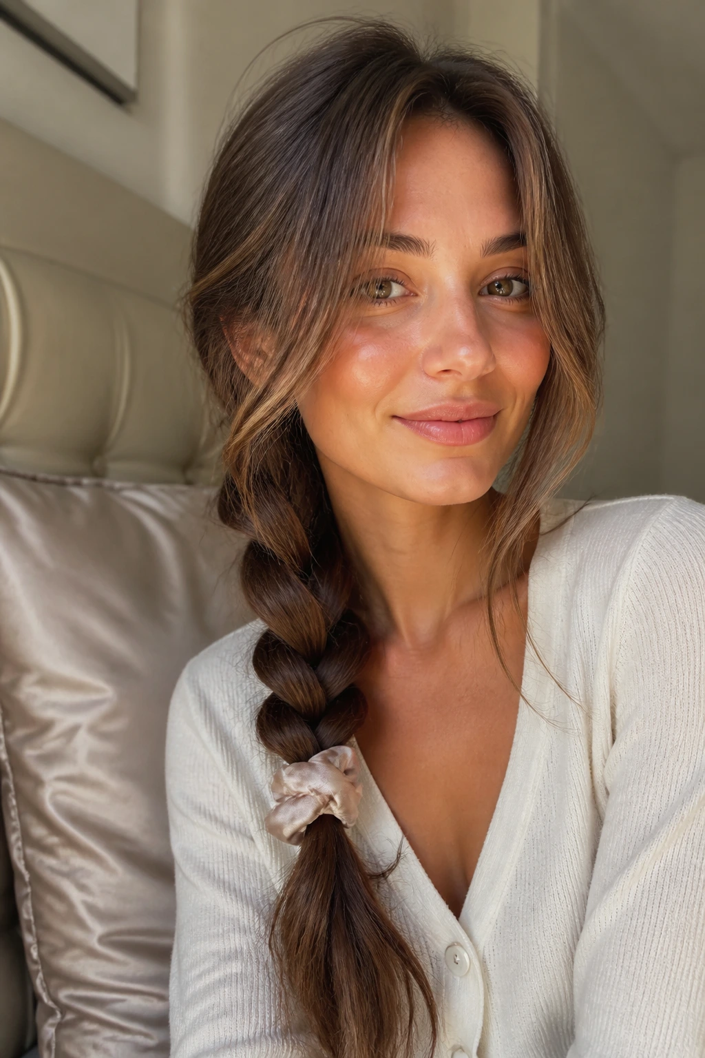 Portrait of a long-haired person with a loose braid illustrating between-cuts care.