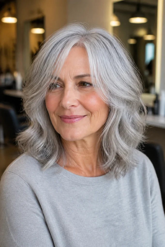 25 Medium Length Older Layered Haircuts for Women Over 50