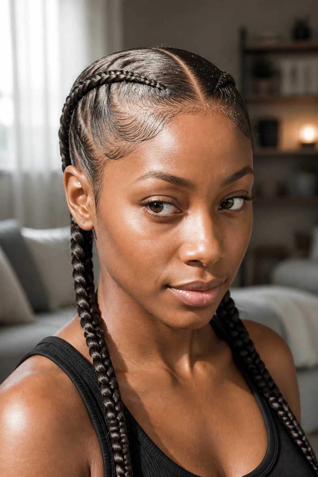 Close-up of fine hair showing better-fitting pigtails on a real person