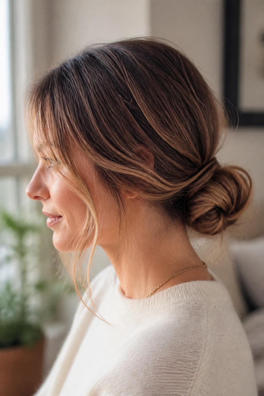 Five-Minute Low Knot hairstyle close-up at nape