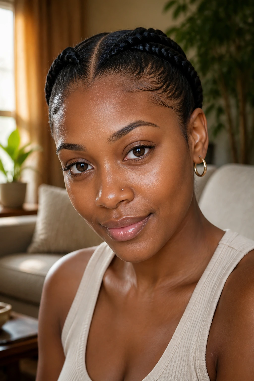 Close-up of double flat twist rows along the scalp on short natural hair