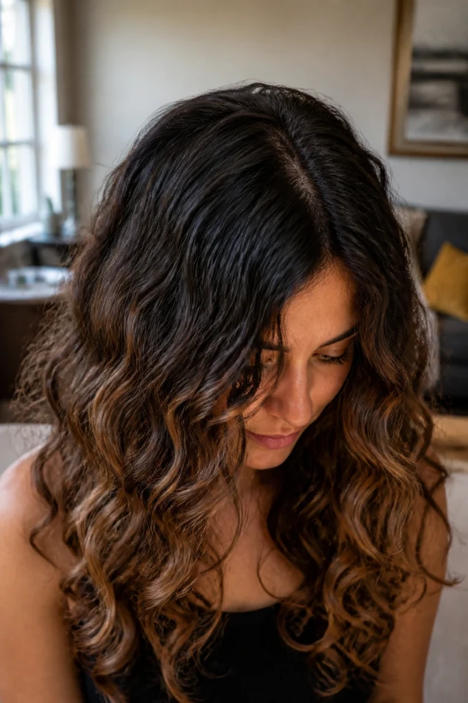 22 Brunette Ombre for Long Hair with Curly Hair