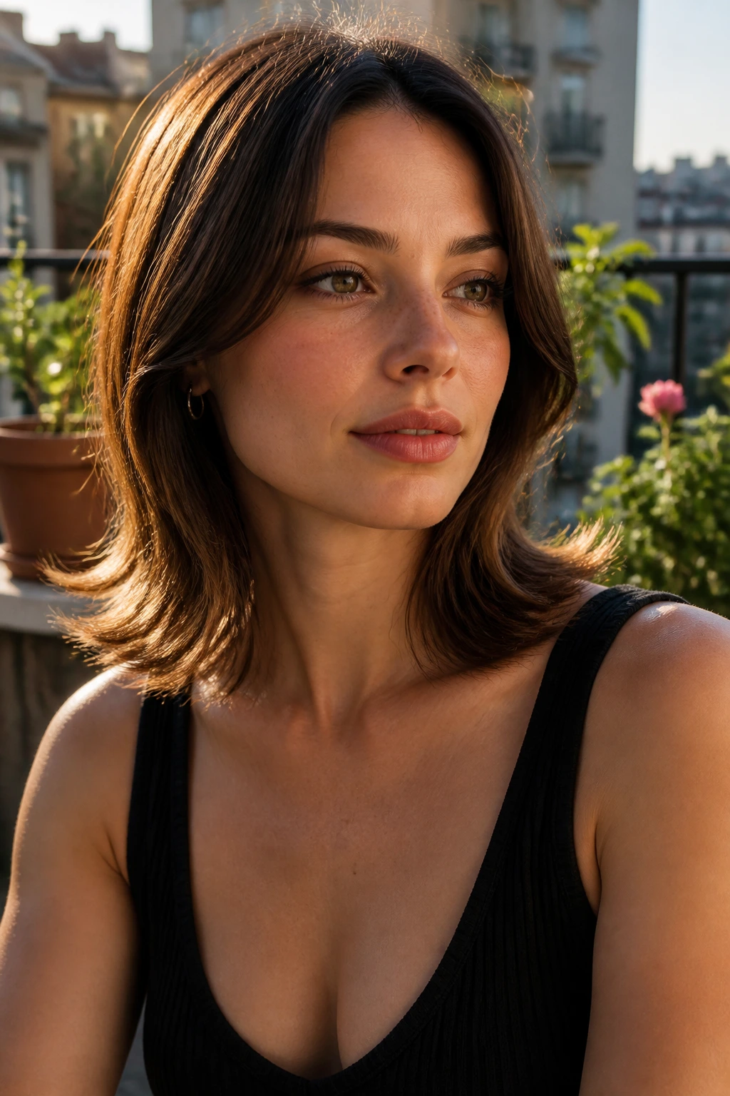 Close-up showing mid-length hair with flip-out ends.