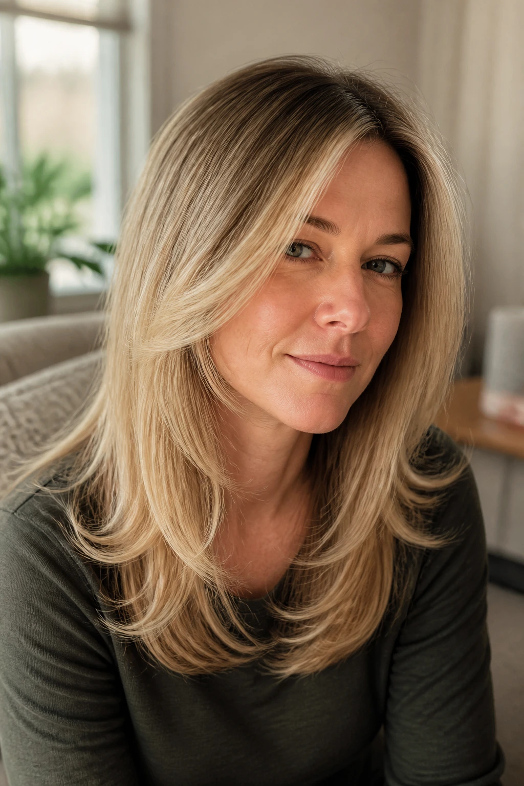 Portrait of a real woman with soft flip-out layers