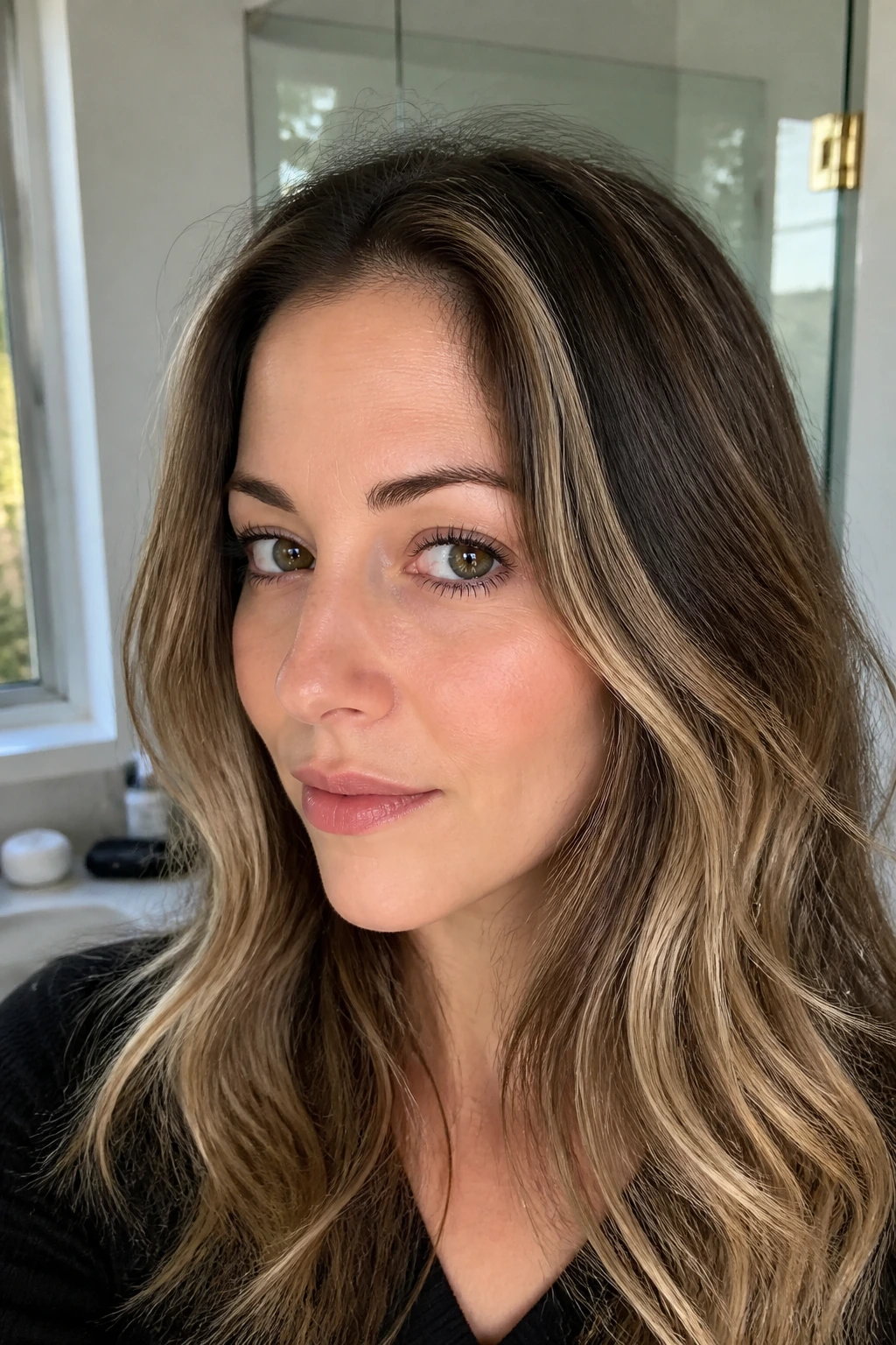 Portrait showing subtle root growth at a face frame