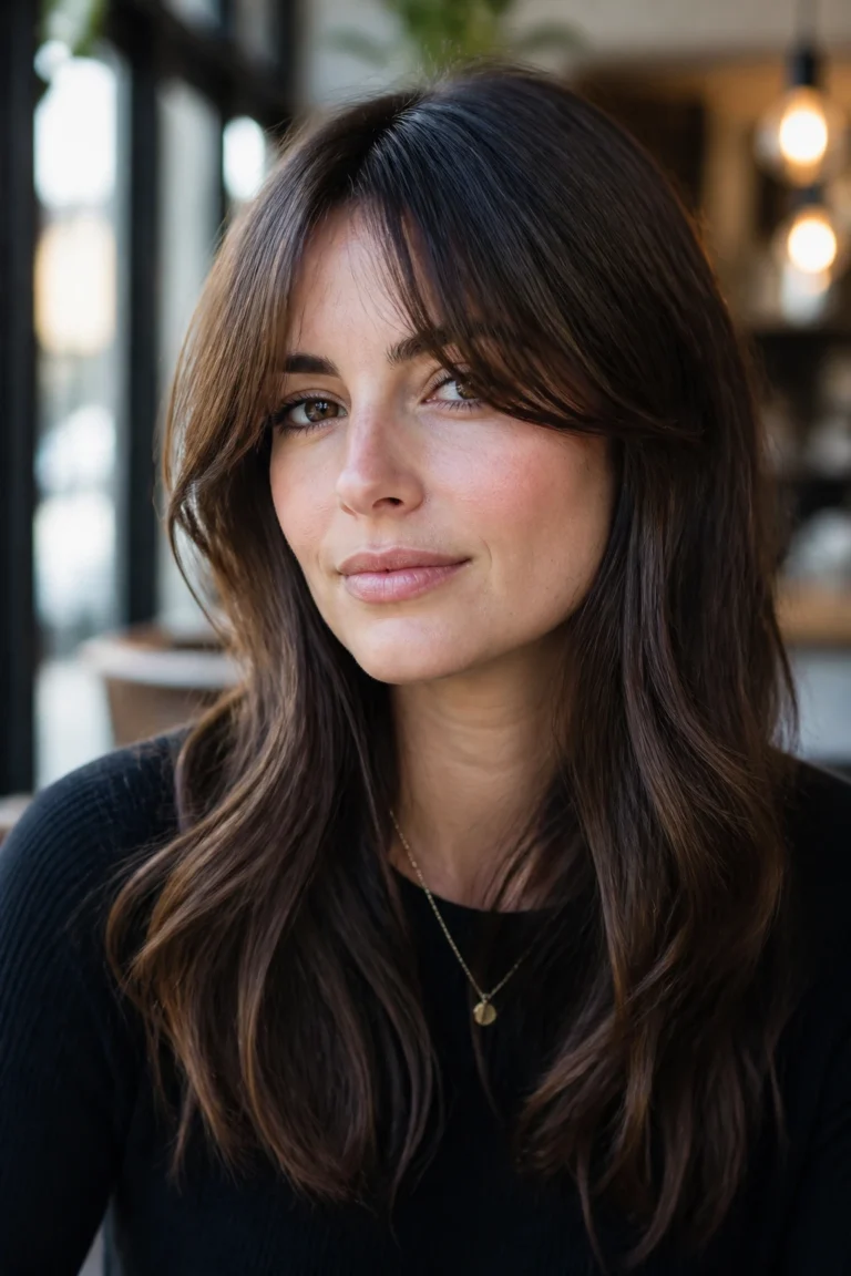 25 Longer Bangs for Long Hair and Square Faces