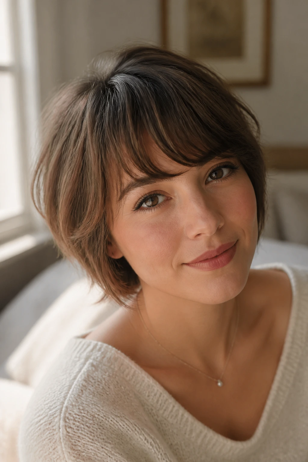 Close-up showing a soft-framed fringe on a real person