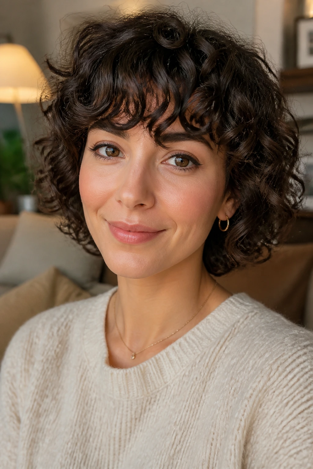 Portrait of a person with curly-friendly fringe texture