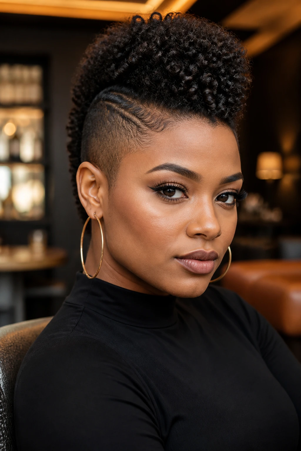 Frohawk hairstyle with a clean-sides look on a real person.