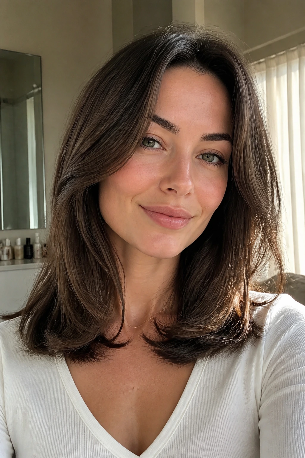 Portrait of glossy ends on a blowout