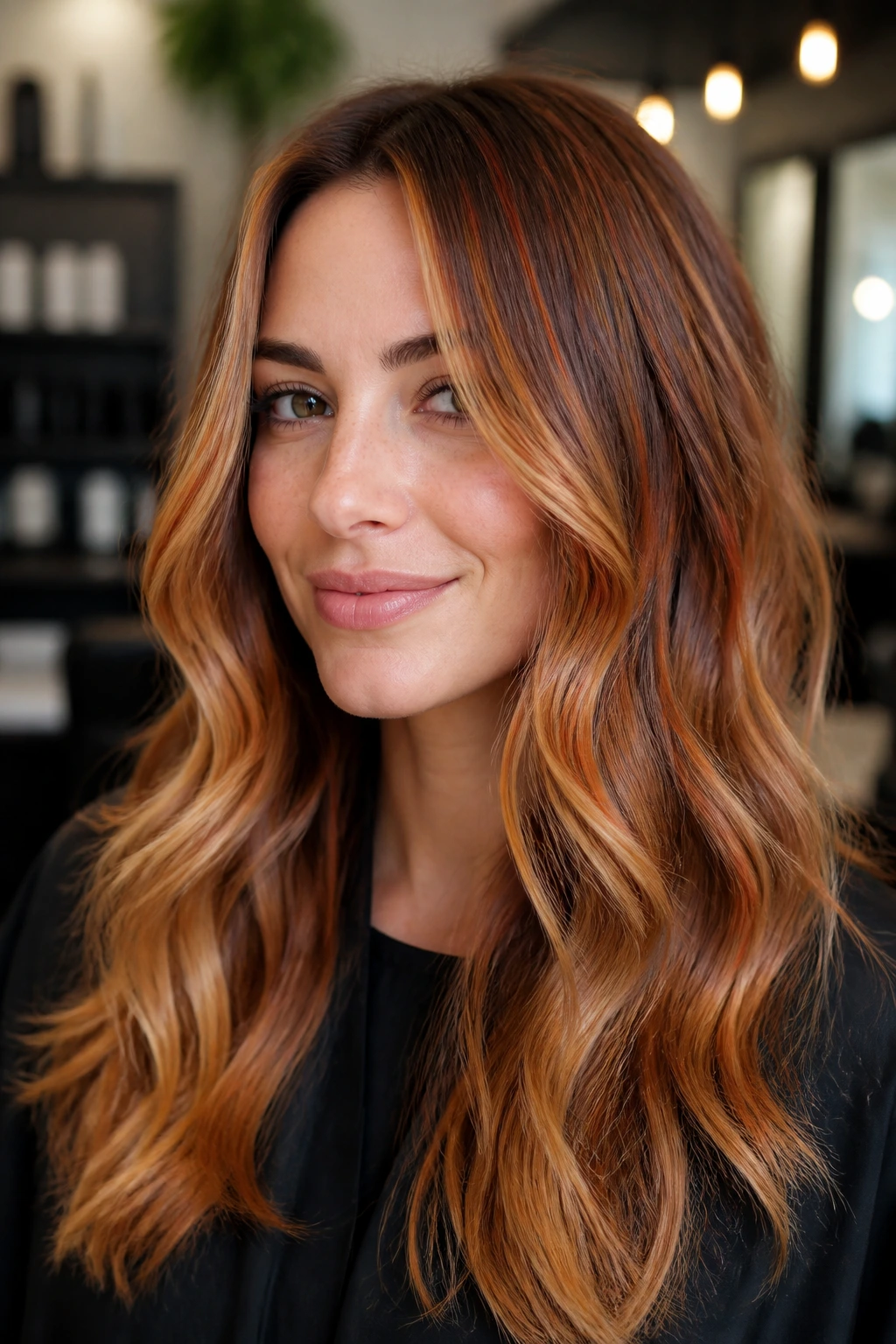 Portrait with gold copper caramel tones in hair