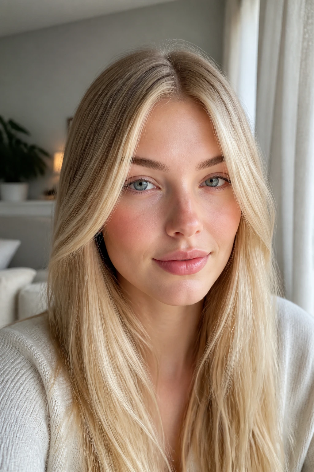 Close-up of golden pearly blonde with a soft luminous sheen.