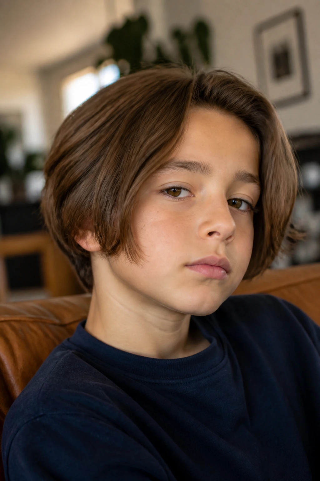 Boy's head with a grow-out bob and soft perimeter in natural light