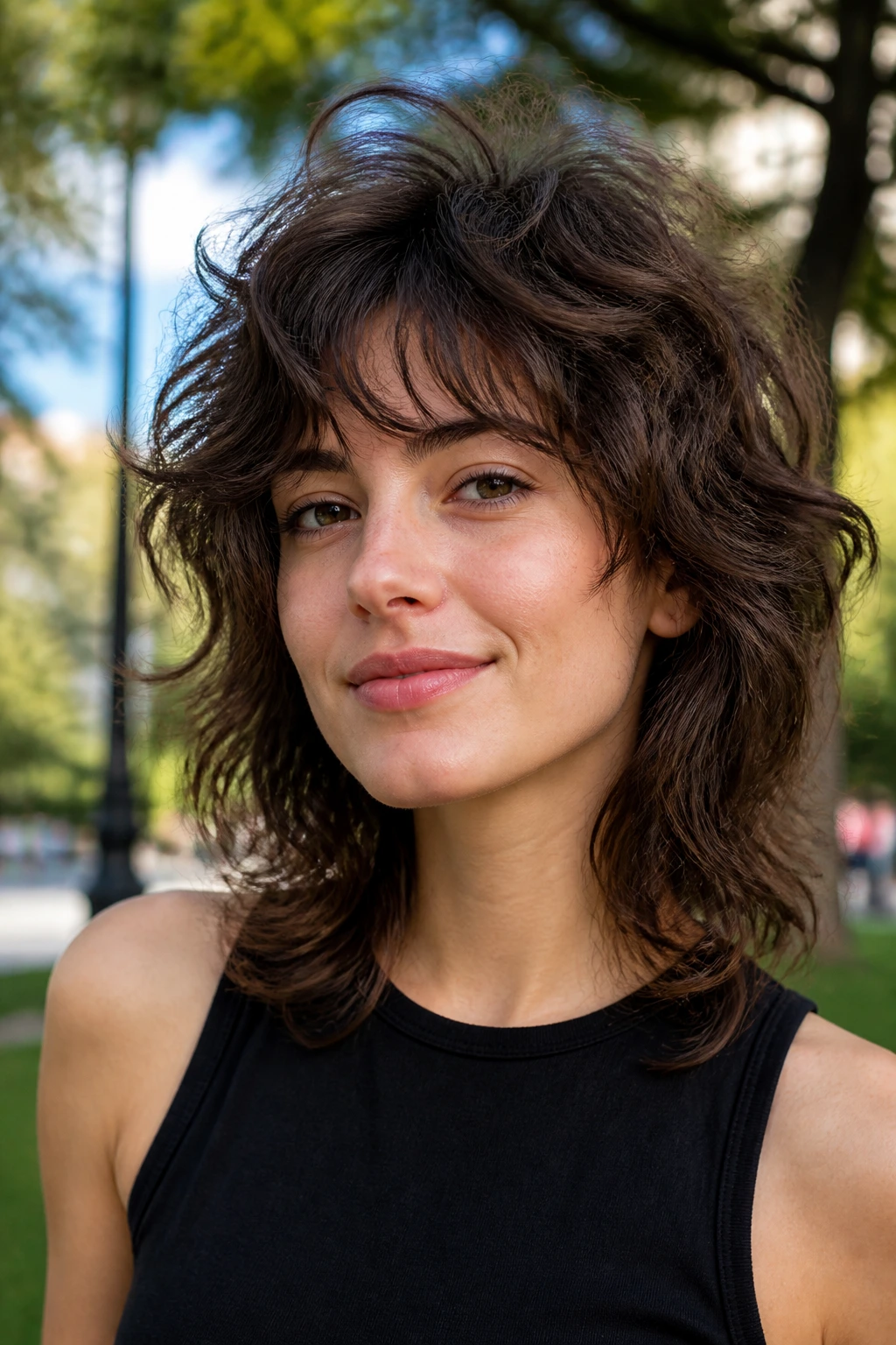 Portrait of person with grown-out shag and crown lift emphasizing jawline.