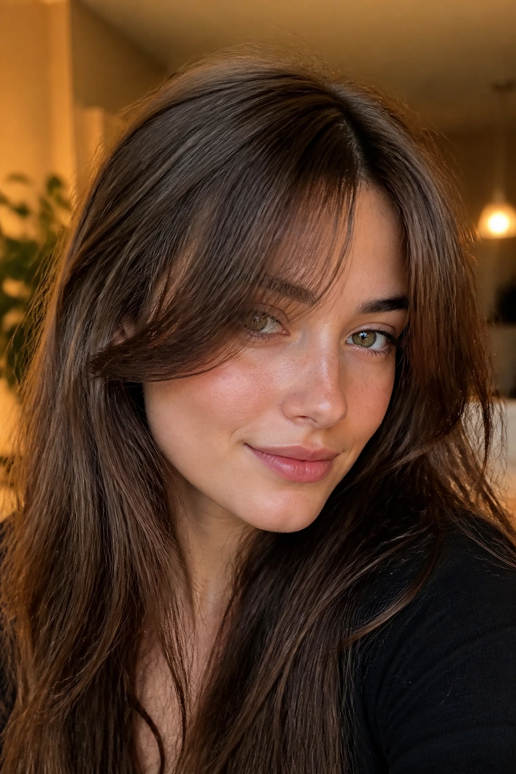 Portrait of a real person with long, growth-friendly fringe beneath the brow.
