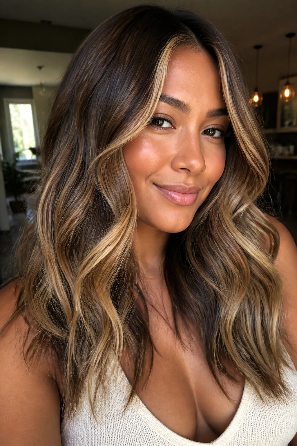 Portrait of a person with varied hair color highlights and lowlights