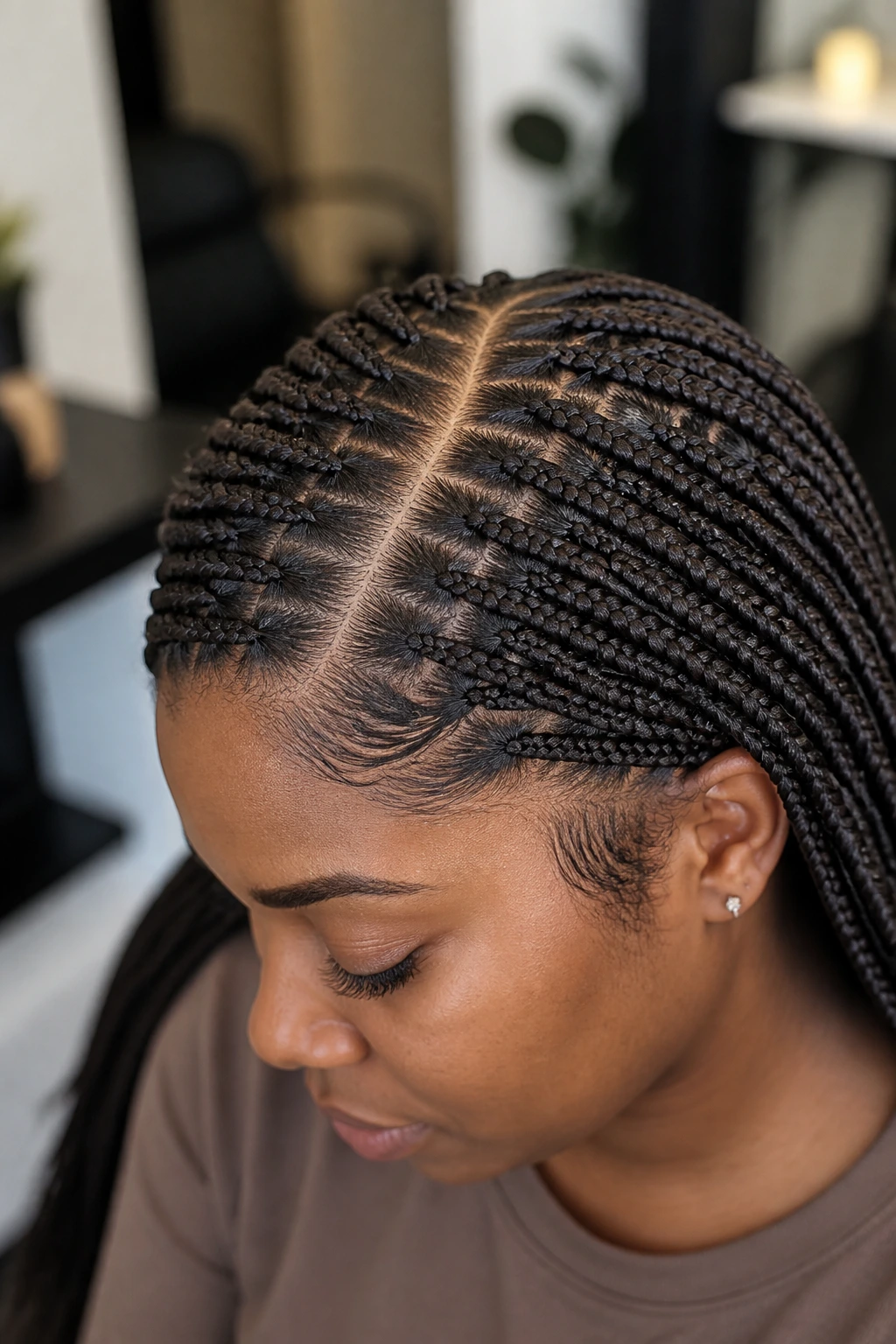 Headshot showing defined part and blended extensions