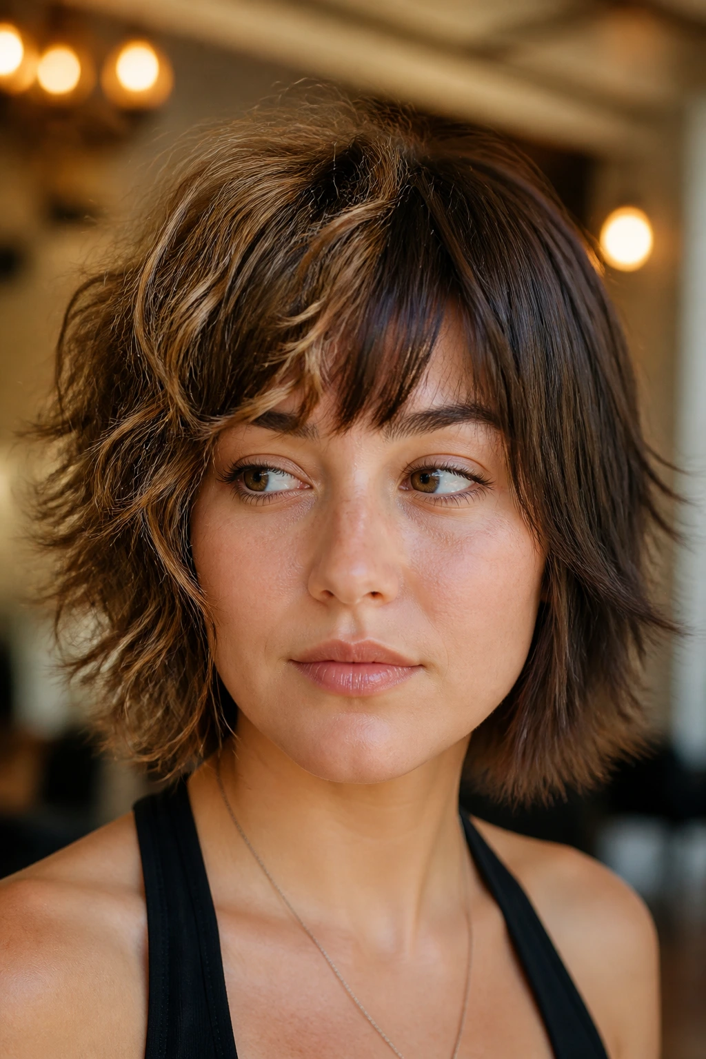Portrait demonstrating texture-adapted shag for varying hair textures.