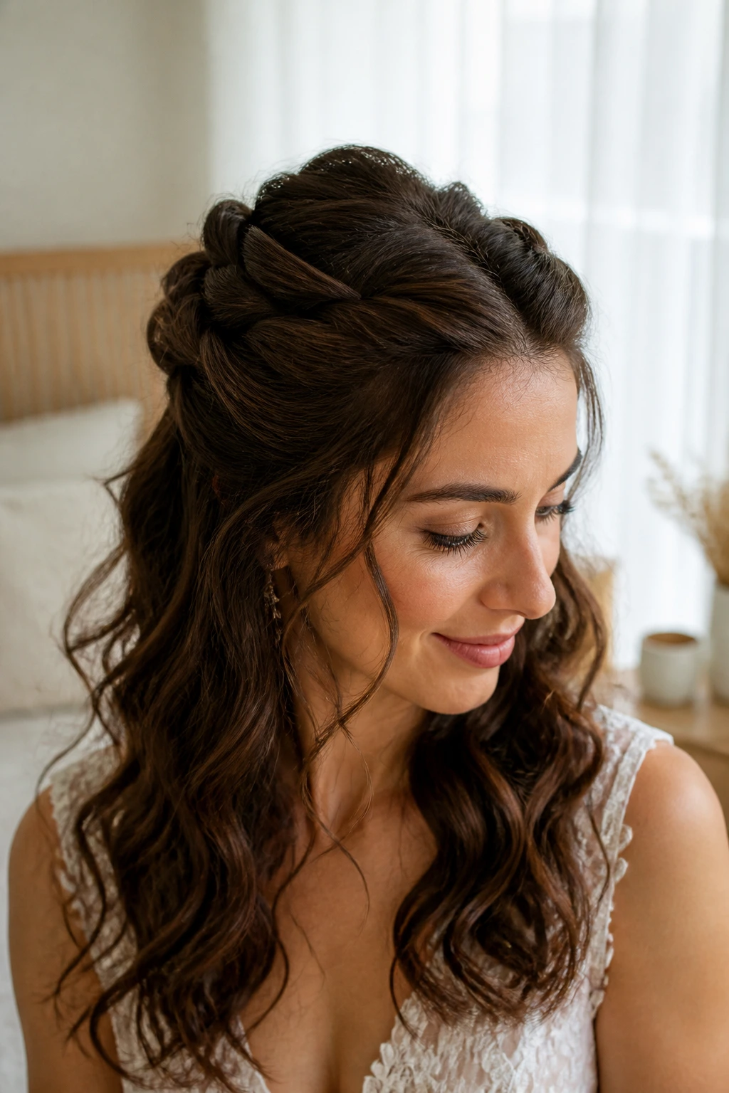 Half-up twist crown waves on a real person with crown twists