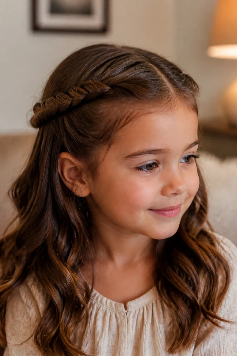 22 Twisted Updos for Little Girls with Wavy Hair