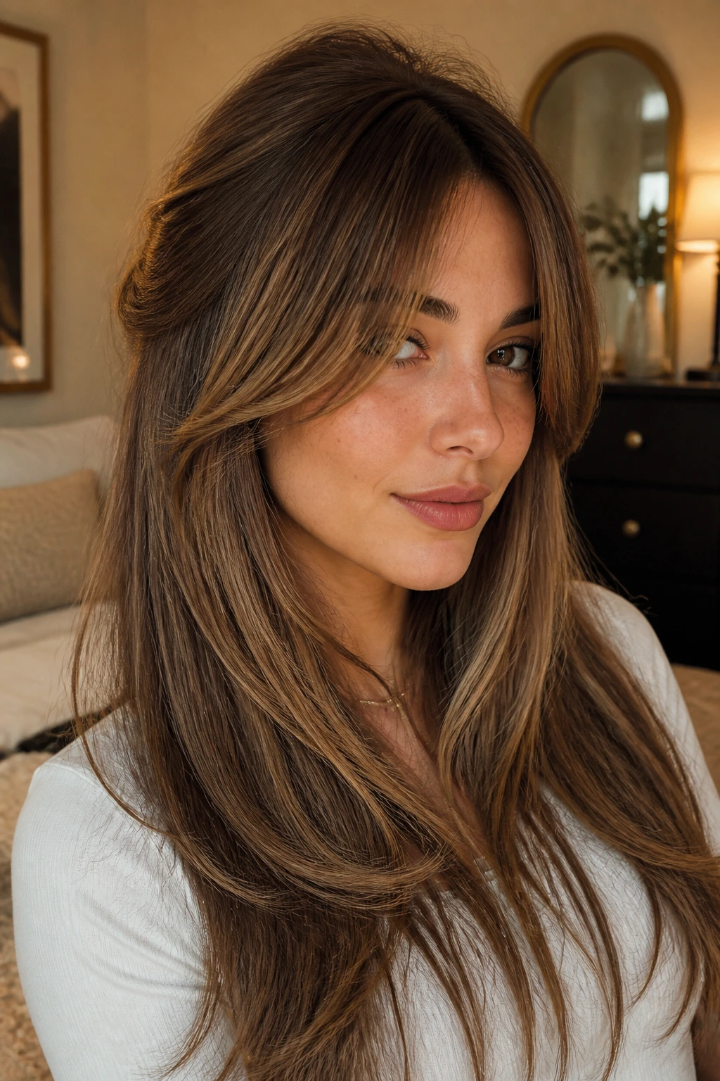 Real woman with halo layers and a soft front face frame