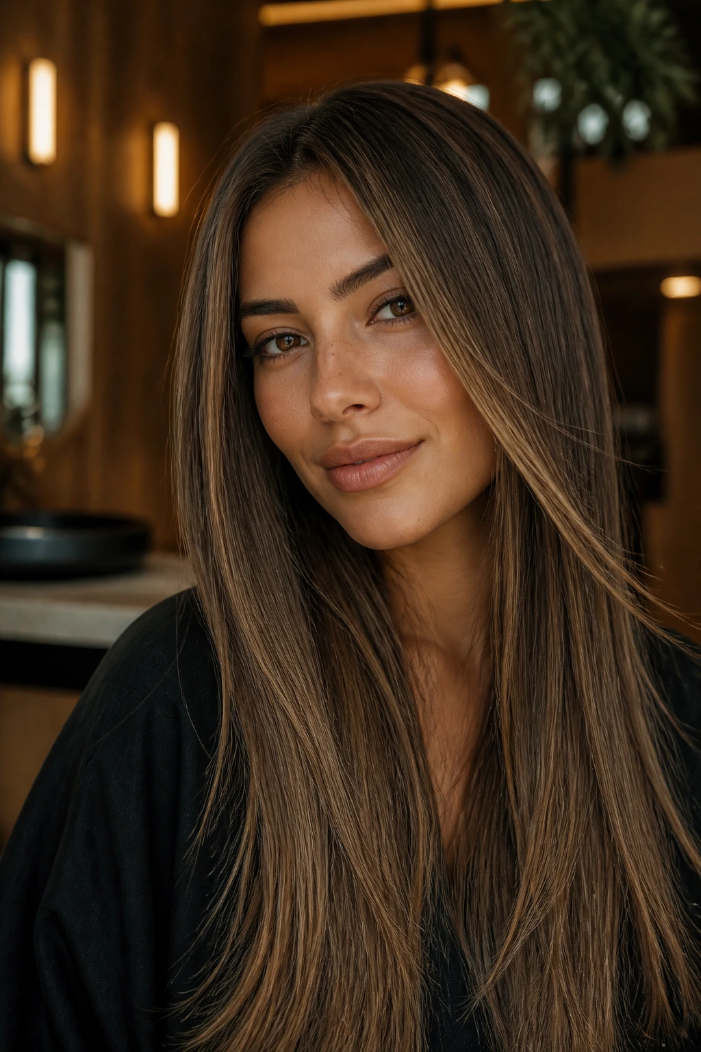 Close-up portrait showing Hazelnut Contour highlights on cheekbones