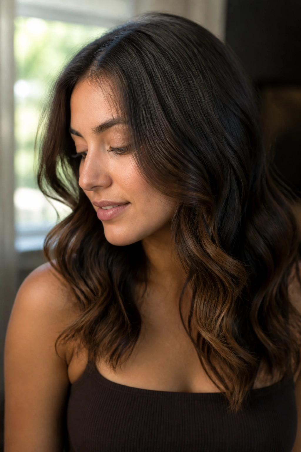 Close-up portrait showing hidden texture waves with smooth top layer