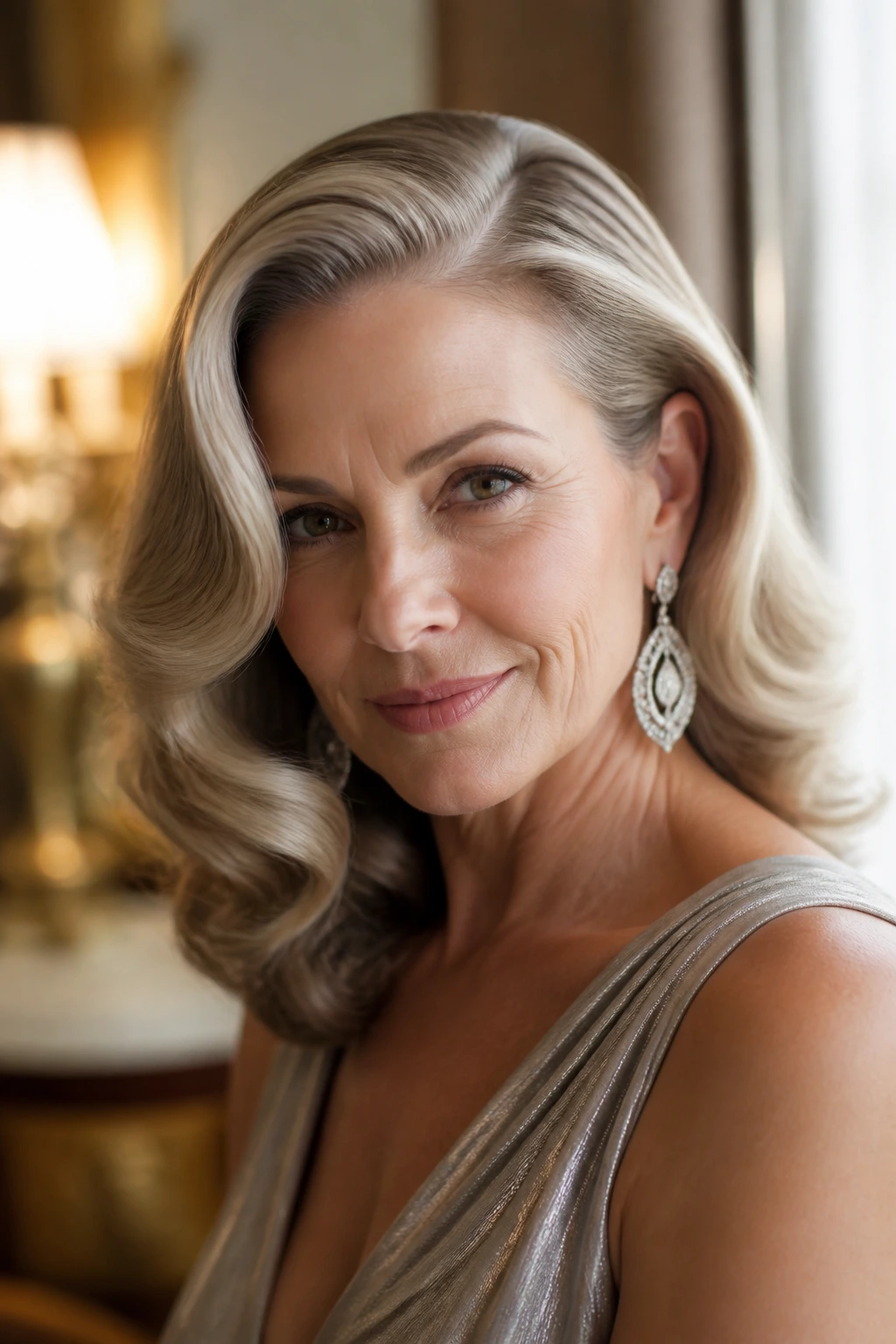 Close-up of Hollywood waves with a deep side part