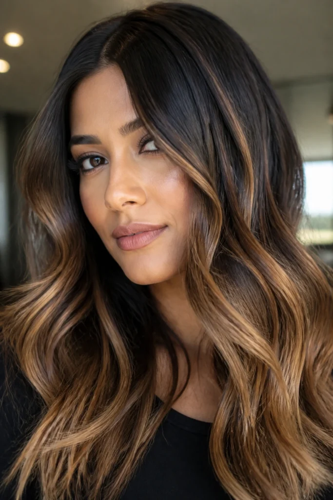 30 Brunettes Highlights for Deep Skin Tones