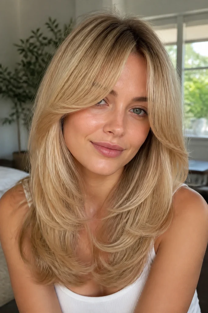25 Trends Blonde Hairstyles for Women with Curtain Bangs
