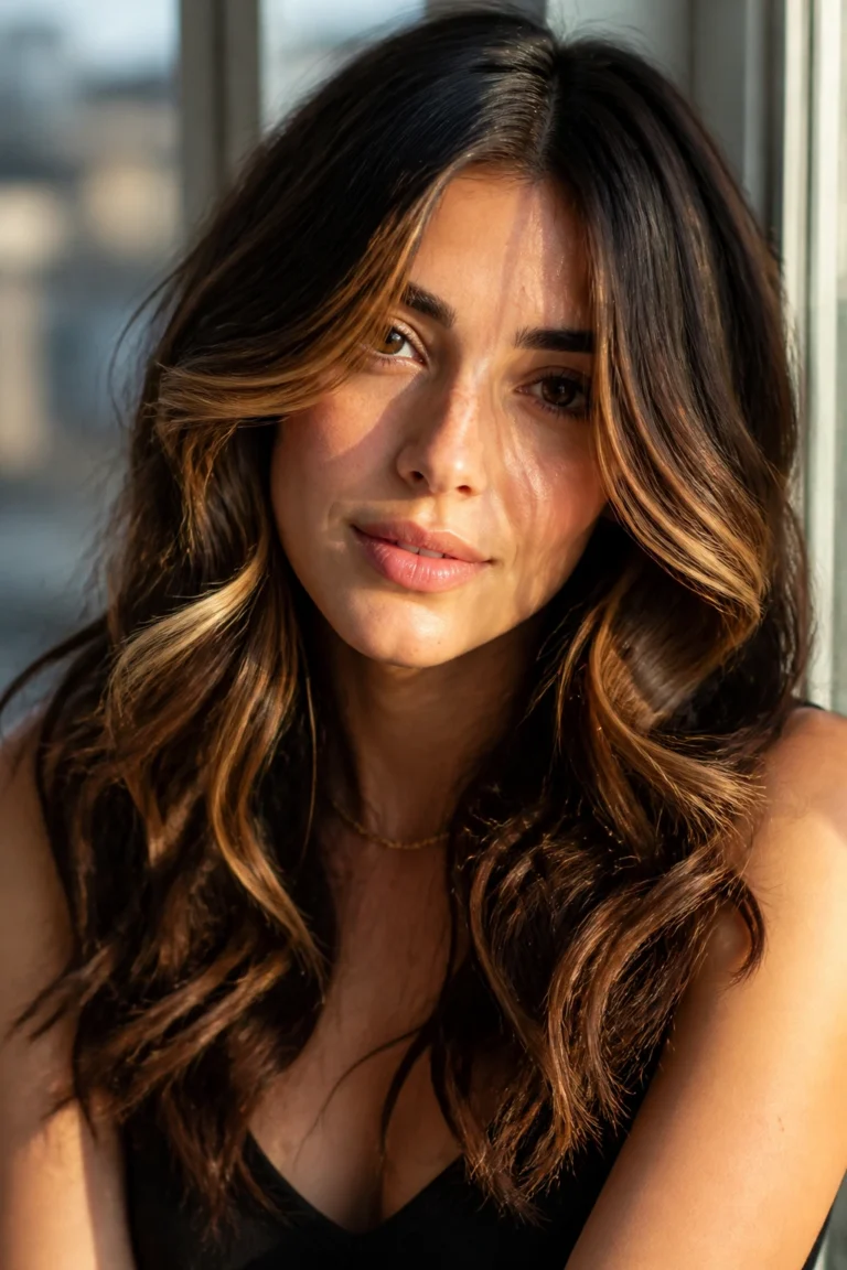 20 Brown Caramel Ombre for Dark Hair with Wavy Hair