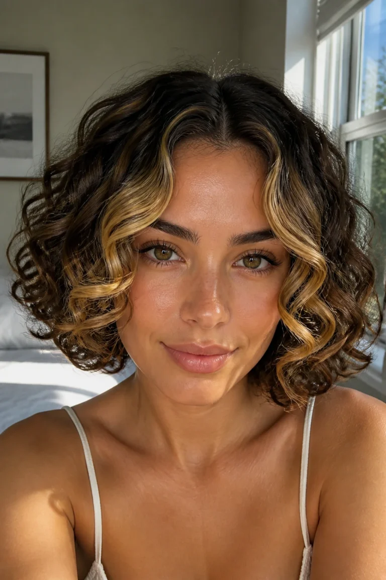 30 Highlighted Bobs for Brunettes with Curly Hair