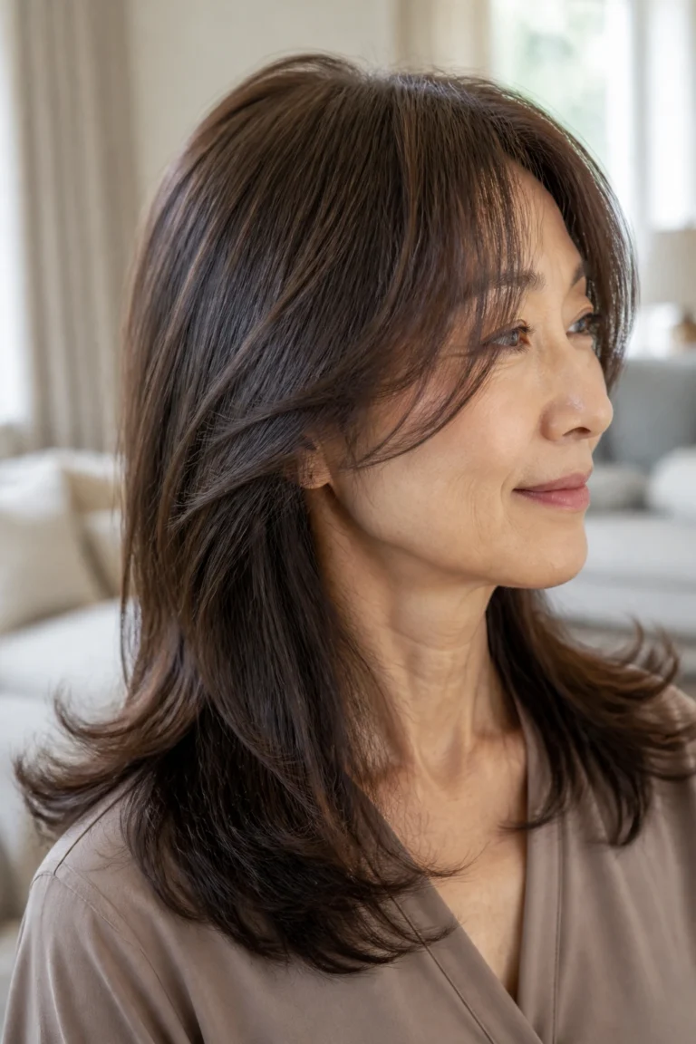 22 Korean Long Haircuts for Women Over 50 with Fine Hair