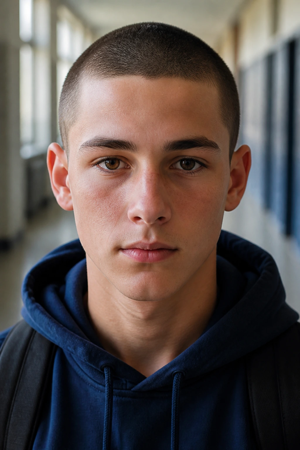 Teen boy with induction buzz cut showing clean, even surface on fine hair
