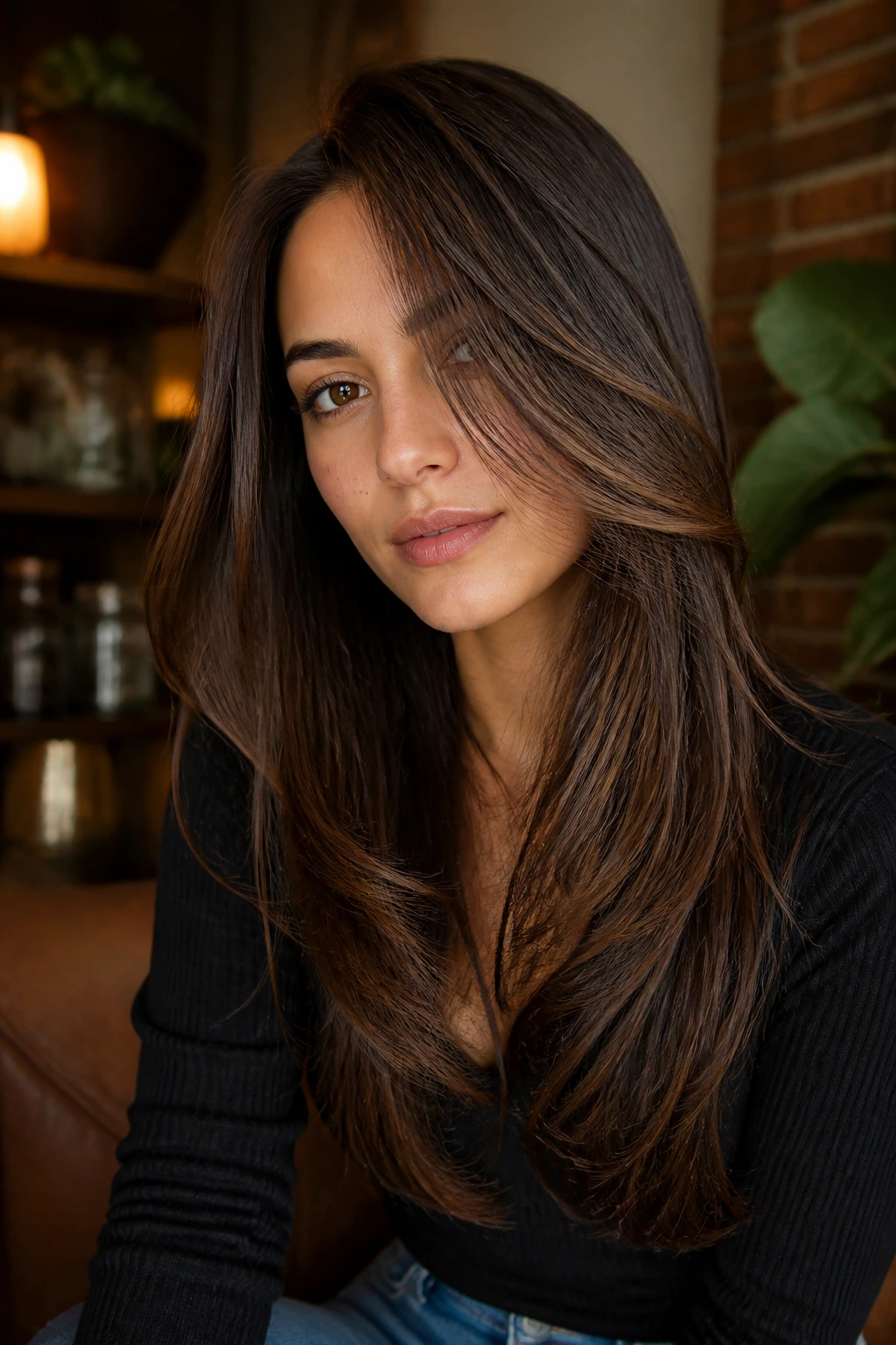 Close-up of a real woman with inner-layer movement creating front bend while exterior remains sleek.