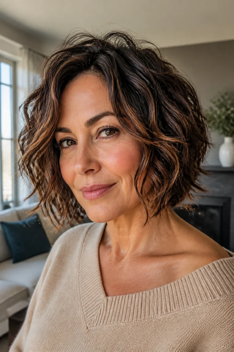 25 Short Layered Bobs for Women Over 40 with Wavy Hair