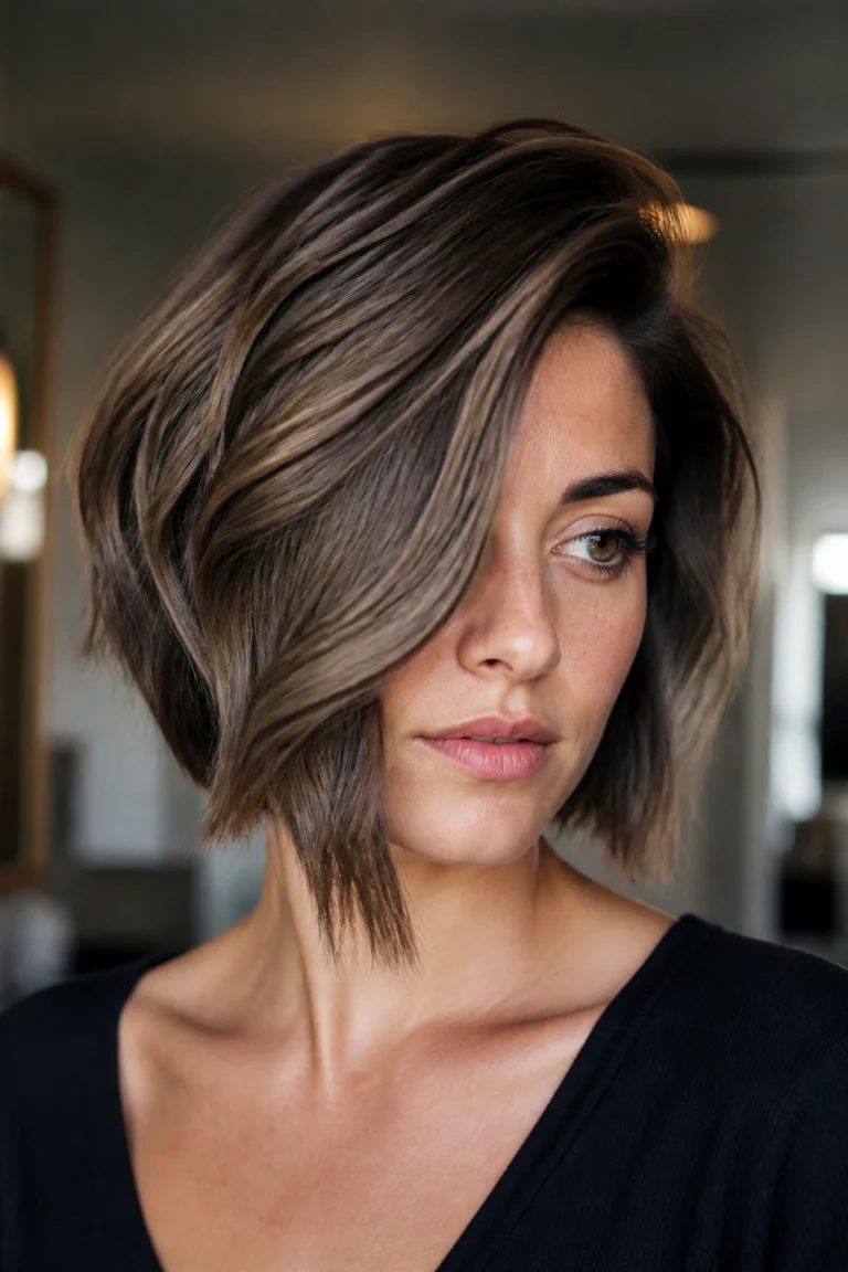 25 Wavy Inverted Bobs for Round Faces with Lowlights