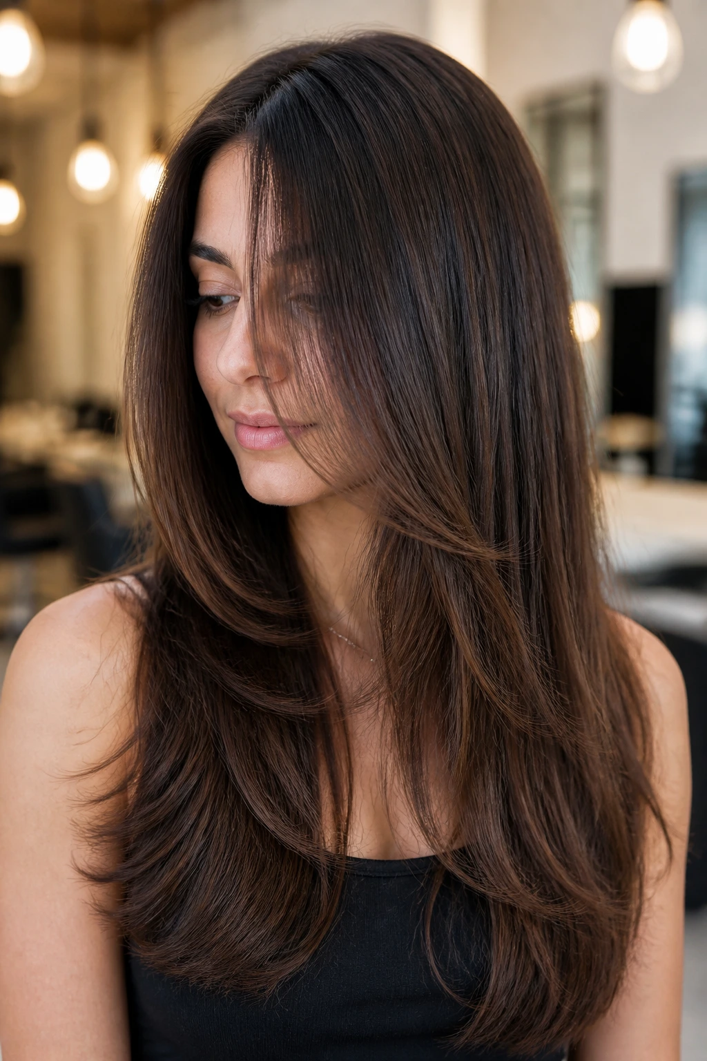 Close-up of a real woman showing invisible internal layers for movement