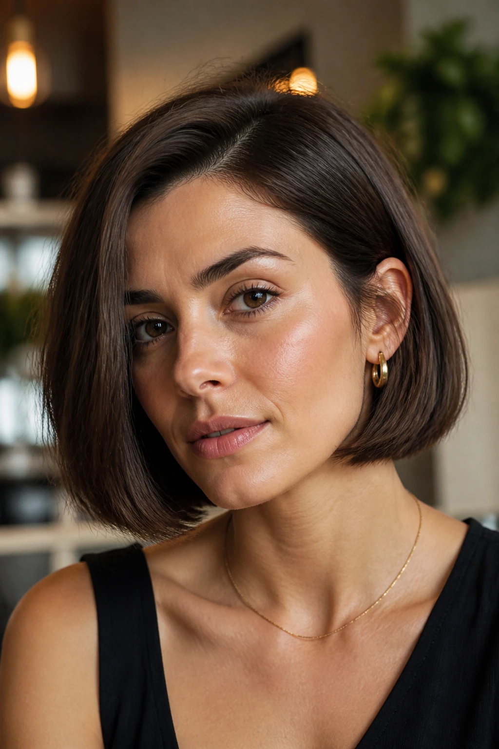 Portrait of a person with Italian bob with full ends