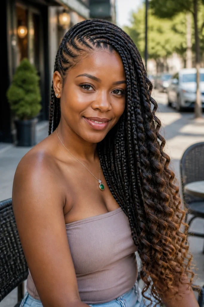 25 Side-Swept Braids for Black Women with Loose Curls
