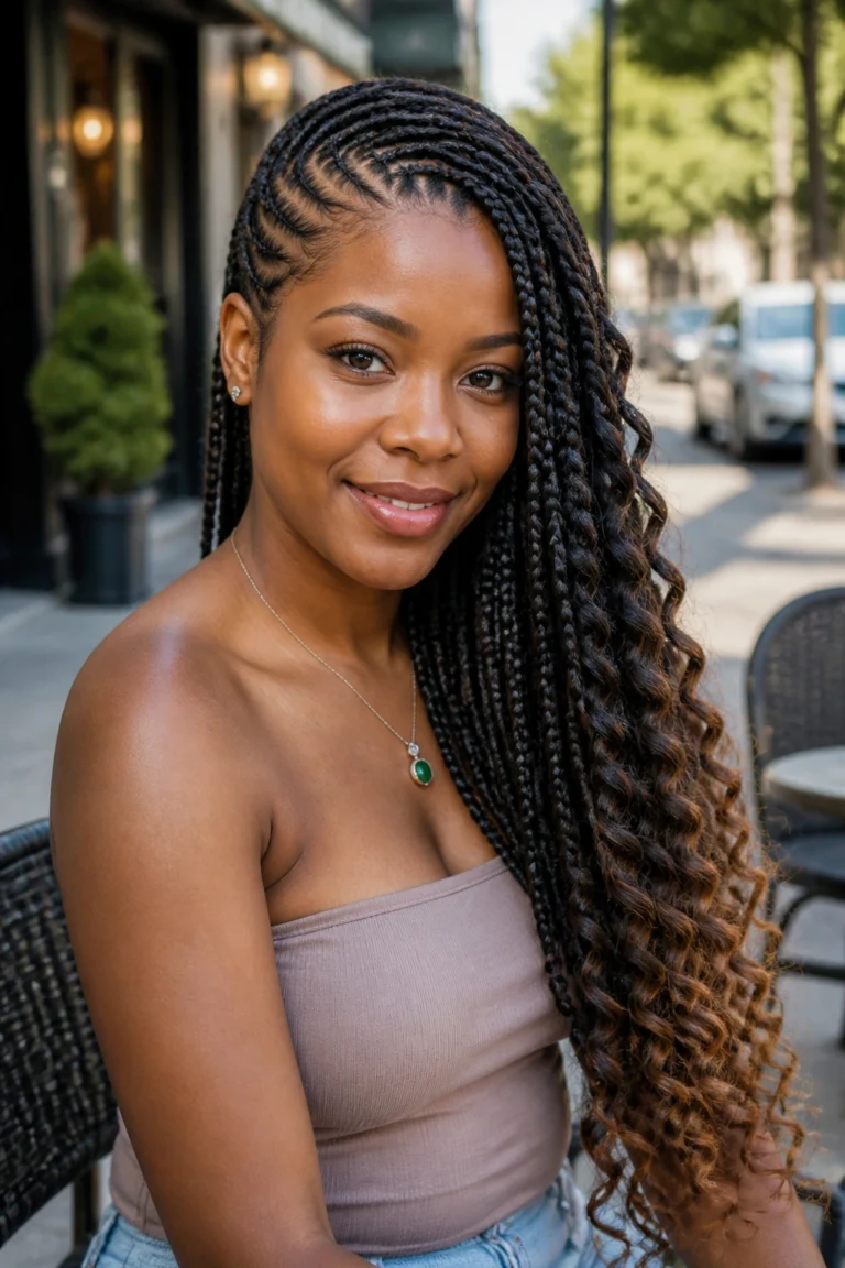 25 Side-Swept Braids for Black Women with Loose Curls