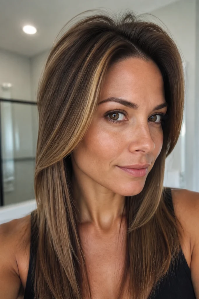 25 Volume Layers for Straight Hair with Caramel Highlights