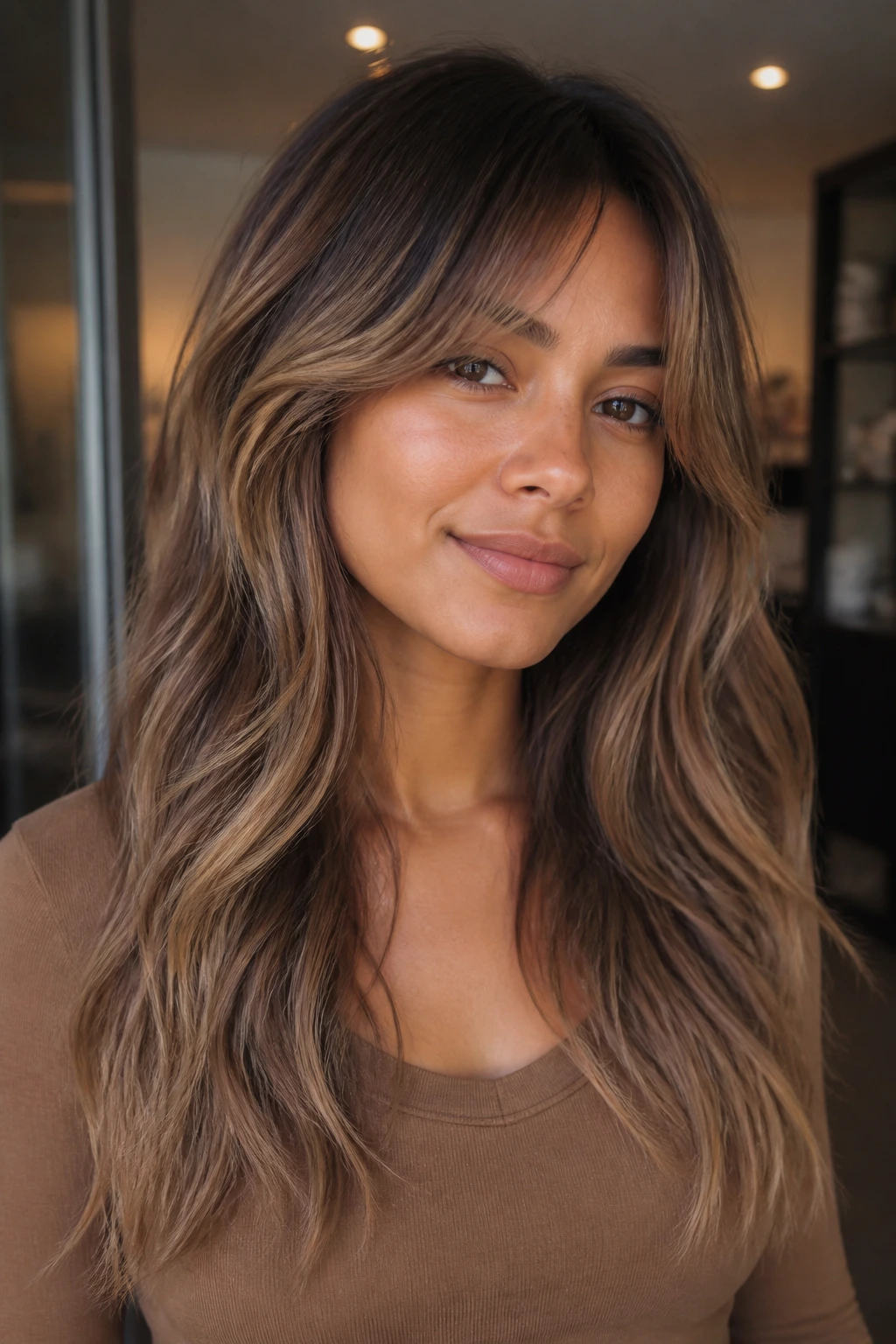 Close-up of a latte-toned ombre on a real person