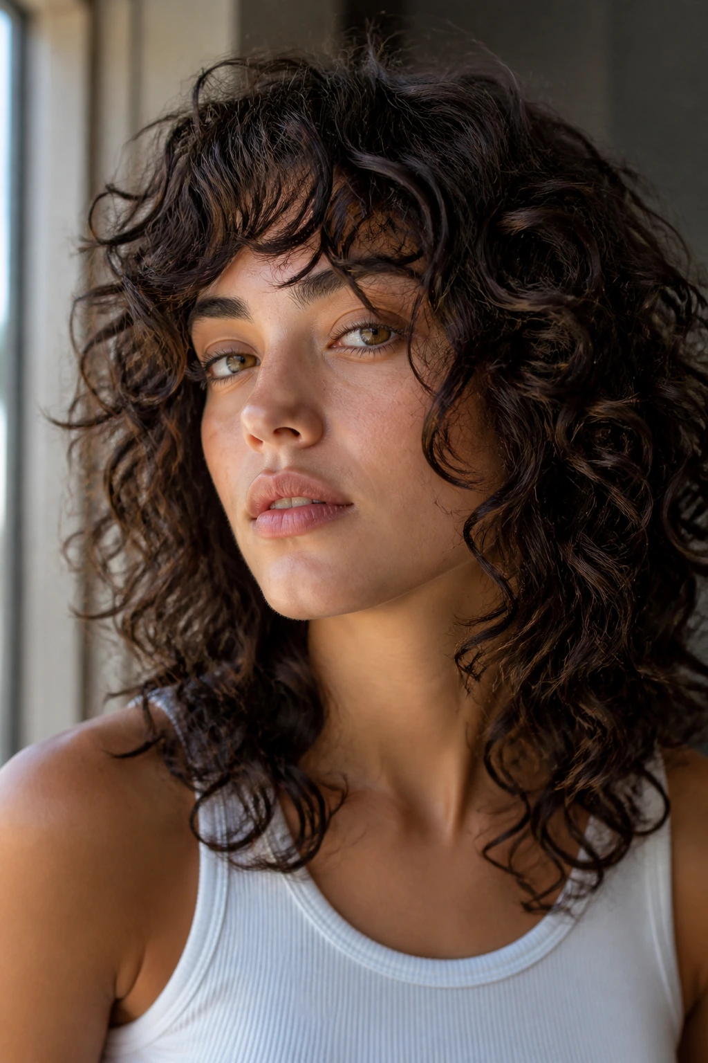 Portrait showing how layer placement affects curl shape.