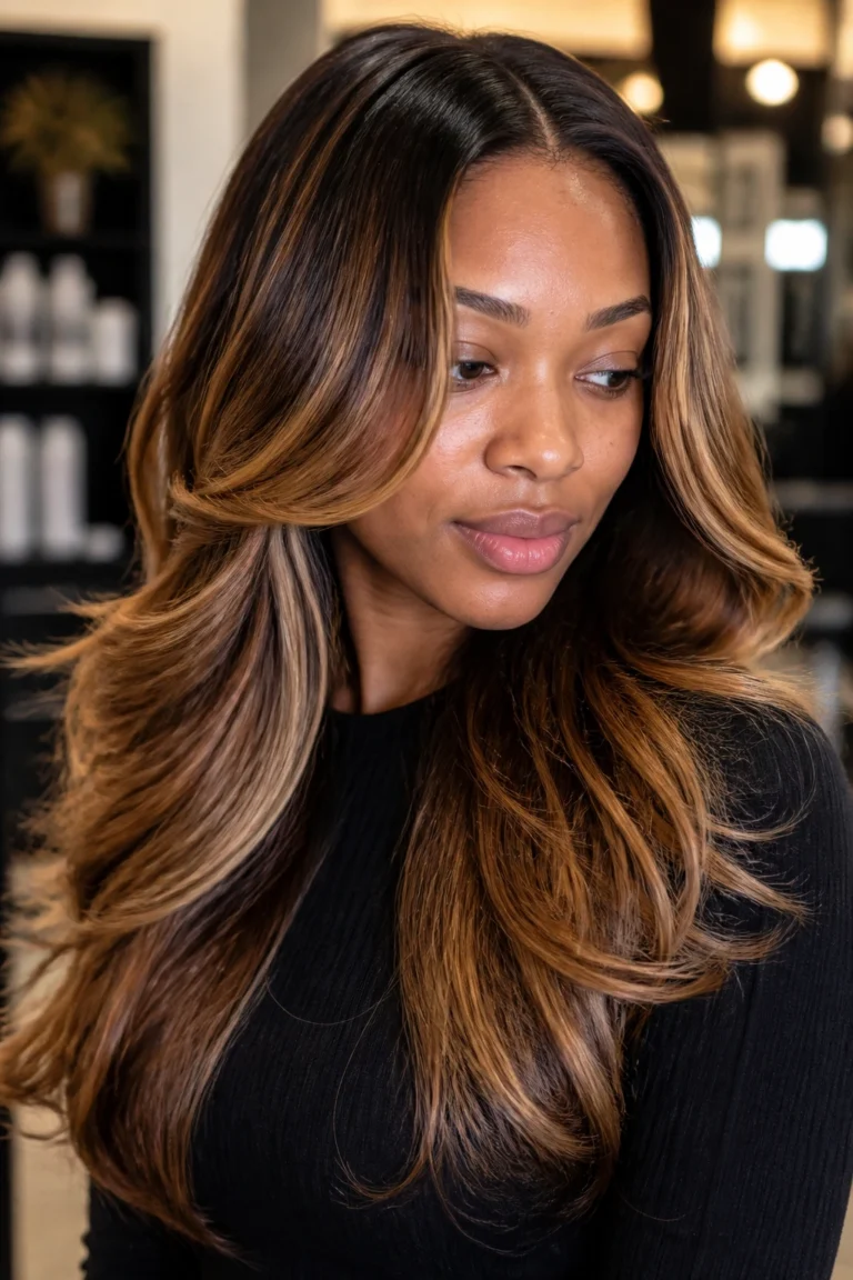 15 Sew-In Hairstyles for Thick Hair with Caramel Tones